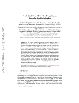 Credit Card Fraud Detection Using Asexual Reproduction Optimization