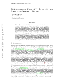 Semi-supervised Community Detection via Structural Similarity Metrics