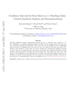 Confidence Intervals for Error Rates in 1:1 Matching Tasks: Critical
  Statistical Analysis and Recommendations