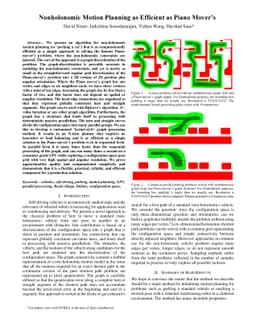 Nonholonomic Motion Planning as Efficient as Piano Mover's
