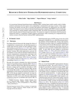 Resource-Efficient Federated Hyperdimensional Computing