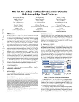 One for All: Unified Workload Prediction for Dynamic Multi-tenant Edge
  Cloud Platforms
