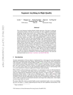 Segment Anything in High Quality