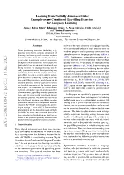 Learning from Partially Annotated Data: Example-aware Creation of
  Gap-filling Exercises for Language Learning