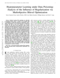 Hyperparameter Learning under Data Poisoning: Analysis of the Influence
  of Regularization via Multiobjective Bilevel Optimization