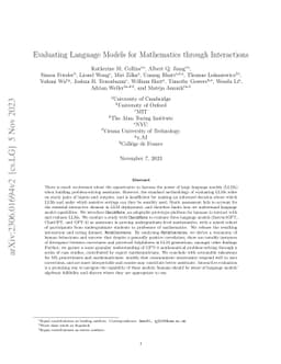 Evaluating Language Models for Mathematics through Interactions