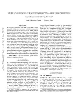 Graph Sparsification for GCN Towards Optimal Crop Yield Predictions