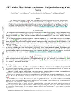 GPT Models Meet Robotic Applications: Co-Speech Gesturing Chat System