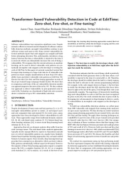 Transformer-based Vulnerability Detection in Code at EditTime:
  Zero-shot, Few-shot, or Fine-tuning?