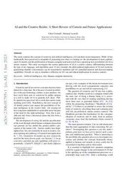 AI and the creative realm: A short review of current and future
  applications