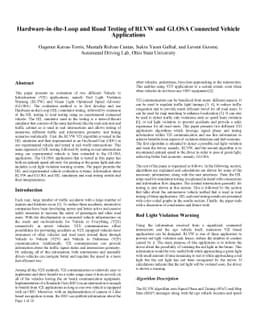 Hardware-in-the-Loop and Road Testing of RLVW and GLOSA Connected
  Vehicle Applications