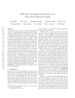 PDT: Pretrained Dual Transformers for Time-aware Bipartite Graphs