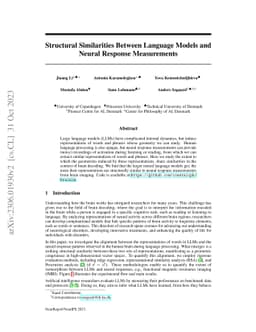 Structural Similarities Between Language Models and Neural Response
  Measurements
