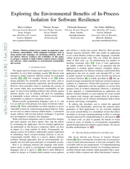 Exploring the Environmental Benefits of In-Process Isolation for
  Software Resilience