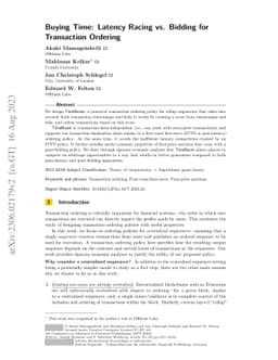 Buying Time: Latency Racing vs. Bidding in Transaction Ordering