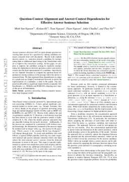 Question-Context Alignment and Answer-Context Dependencies for Effective
  Answer Sentence Selection