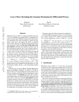 Less is More: Revisiting the Gaussian Mechanism for Differential Privacy