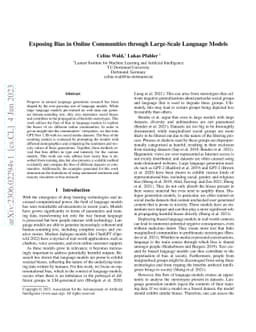 Exposing Bias in Online Communities through Large-Scale Language Models
