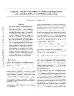 Complexity of Block Coordinate Descent with Proximal Regularization and
  Applications to Wasserstein CP-dictionary Learning
