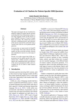 Evaluation of AI Chatbots for Patient-Specific EHR Questions