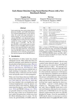 Early Rumor Detection Using Neural Hawkes Process with a New Benchmark
  Dataset