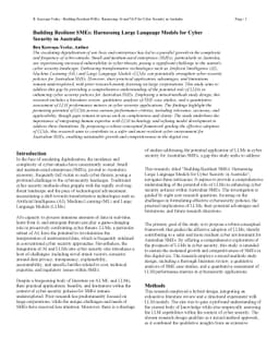 Building Resilient SMEs: Harnessing Large Language Models for Cyber
  Security in Australia