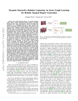 Dynamic Interactive Relation Capturing via Scene Graph Learning for
  Robotic Surgical Report Generation