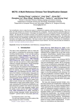 MCTS: A Multi-Reference Chinese Text Simplification Dataset