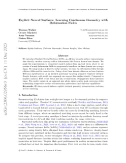 Explicit Neural Surfaces: Learning Continuous Geometry With Deformation
  Fields