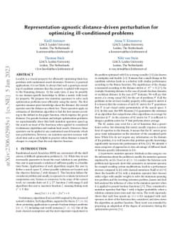 Representation-agnostic distance-driven perturbation for optimizing
  ill-conditioned problems