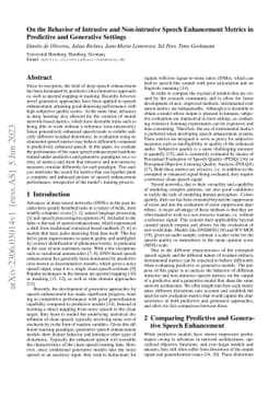 On the Behavior of Intrusive and Non-intrusive Speech Enhancement
  Metrics in Predictive and Generative Settings