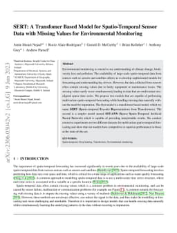 SERT: A Transfomer Based Model for Spatio-Temporal Sensor Data with
  Missing Values for Environmental Monitoring