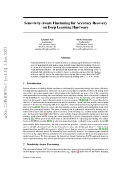 Sensitivity-Aware Finetuning for Accuracy Recovery on Deep Learning
  Hardware
