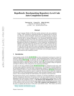 RepoBench: Benchmarking Repository-Level Code Auto-Completion Systems