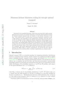 Minimum intrinsic dimension scaling for entropic optimal transport