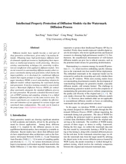 Intellectual Property Protection of Diffusion Models via the Watermark
  Diffusion Process