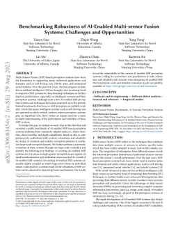 Benchmarking Robustness of AI-Enabled Multi-sensor Fusion Systems:
  Challenges and Opportunities