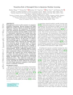 Transition Role of Entangled Data in Quantum Machine Learning