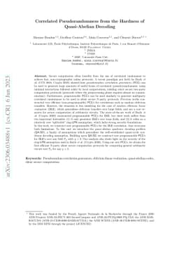 Correlated Pseudorandomness from the Hardness of Quasi-Abelian Decoding