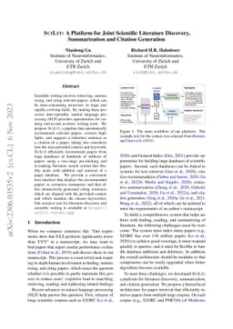 SciLit: A Platform for Joint Scientific Literature Discovery,
  Summarization and Citation Generation