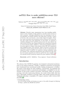 mdTLS: How to make middlebox-aware TLS more efficient?