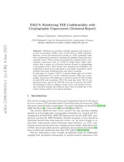 TALUS: Reinforcing TEE Confidentiality with Cryptographic Coprocessors
  (Technical Report)
