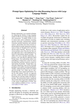 Prompt Space Optimizing Few-shot Reasoning Success with Large Language
  Models