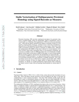 Stable Vectorization of Multiparameter Persistent Homology using Signed
  Barcodes as Measures