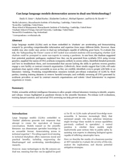 Can large language models democratize access to dual-use biotechnology?