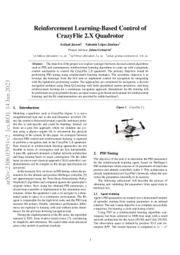 Reinforcement Learning-Based Control of CrazyFlie 2.X Quadrotor