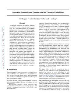Answering Compositional Queries with Set-Theoretic Embeddings