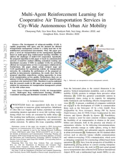 Multi-Agent Reinforcement Learning for Cooperative Air Transportation
  Services in City-Wide Autonomous Urban Air Mobility