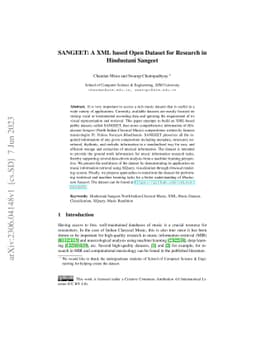 SANGEET: A XML based Open Dataset for Research in Hindustani Sangeet