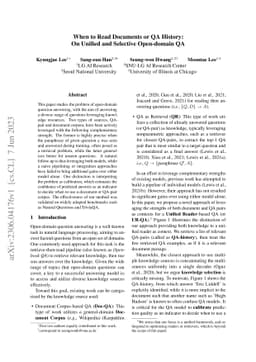 When to Read Documents or QA History: On Unified and Selective
  Open-domain QA